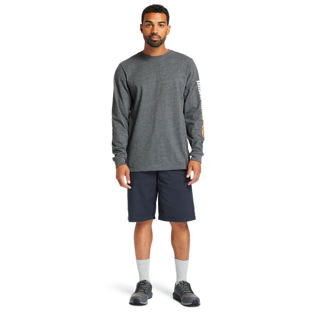 Timberland Mens T-Shirts PRO® Logo Sleeve Base Plate Wicking - Dark Grey - India GC1204759